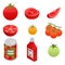 Tomato icons set, isometric style