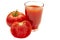 Tomato juice and ripe pink tomatoes