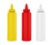 Tomato Ketchup, Mustard and Mayonnaise Bottles Isolated