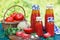 Tomato ketchup sauce in bottles