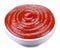 Tomato ketchup in the small bowl.