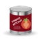 Tomato ketchup, tomato paste in a tin can, 3d realistic style. Canned red sauce. Mock-up for your product design. Vector