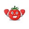 Tomato kitchen timer Caricature character design as a champion of boxing competition