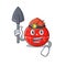 Tomato kitchen timer cartoon image design as a miner with tool and helmet