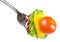 Tomato Lettuce Pepper on Fork