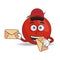 The Tomato mascot character becomes a mail deliverer. vector illustration