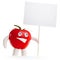 Tomato mascot holding blank card