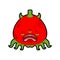 Tomato monster GMO mutant. Angry Vegetable with teeth. Hungry Alien Food vector illustration