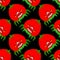 Tomato monster pattern seamless. GMO mutant background. Angry Vegetable with teeth ornament. Hungry Alien Food vector texture