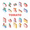 Tomato Natural Bio Ingredient Icons Set Vector