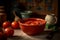 Tomato paste bowl. Generate AI