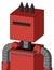 Tomato-Red Droid With Box Head And Black Visor Cyclops And Three Dark Spikes