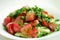 Tomato salad with cucumber. Healthy food concept