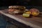 Tomato Sandwich in softlight on wooden cutting board