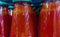 Tomato sauce bottles. it is still common in southern Italy to collect tomatoes and prepare the tasty sauce in the family. even s3