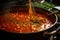 tomato sauce simmering in a pot, close-up