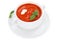 Tomato soup meal in cup with tomatoes isolated