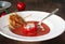 Tomato Soup with Mozzarella and basil pancake