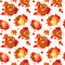 Tomato with splash. Seamless pattern. Watercolor