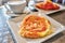 Tomato tart puff pastry topped with cheese