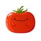 Tomato vector icon. Cartoon style object. Kawaii tomato character. Illustration for sticker.