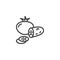 Tomato whole and cucumber slice line icon