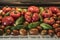 Tomatoe and cucumber wooden table bio organic backyard healthy outdoor produce germany macro closeup
