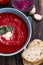 Tomatoes and beetroot rustic soup bowl