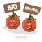 Tomatoes with cartoon look with face, signs