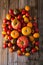 Tomatoes of different varieties. Colorful tomatoes Tomatoes background.