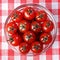 Tomatoes in a glass bowl