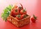 Tomatoes and green parsley in basket