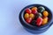 Tomatoes in group on white background