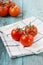 Tomatoes on a linen napkin