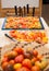 Tomatoes prepared for drying