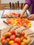 Tomatoes prepared for drying