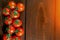 Tomatoes on the table. a place for a label