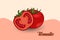 Tomatoes with tomato chunks, vector