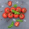 Tomatoes tomato red vegetable square slate top view