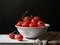 Tomatoes in a white bowl, realistic painting syle wall art poster