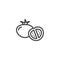 Tomatoes whole and a half line icon