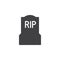 Tomb, headstone icon vector, filled flat sign, solid pictogram isolated on white.