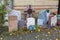 Tomb stones made from different materials in a stone cutter shop