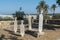 Tombs in the ancient mosque Hala Sultan Tekke or the Mosque of Umm Haram near the shore of the salt lake in Cyprus in Larnaca