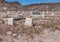 Tombstomes of different times. Historic Cemetery Goldfield, NV, USA