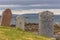 Tombstone closeup at Laide historic beach side cemetery, NW Scot