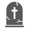 Tombstone glyph icon, halloween and death, grave sign, vector graphics, a solid pattern on a white background