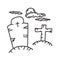 Tombstone Grave Icon. Doodle Hand Drawn or Black Outline Icon Style