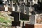 Tombstone and graves in an ancient Muslim graveyard.