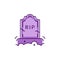 Tombstone icon RIP inscription. Colorful flat Halloween icon, Thin line art design, Vector illustration